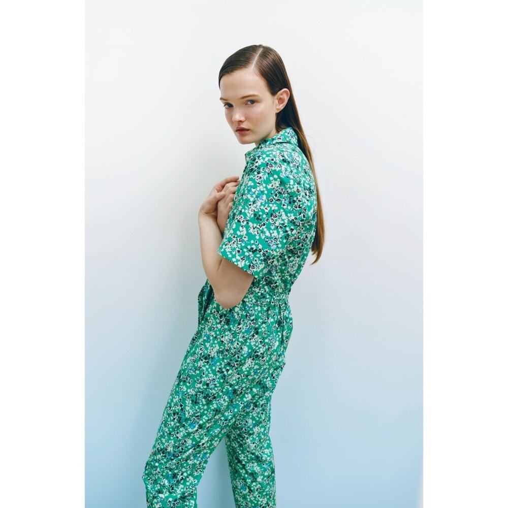 Zara Floral Printed Cotton Jumpsuit - Picture 7 of 13